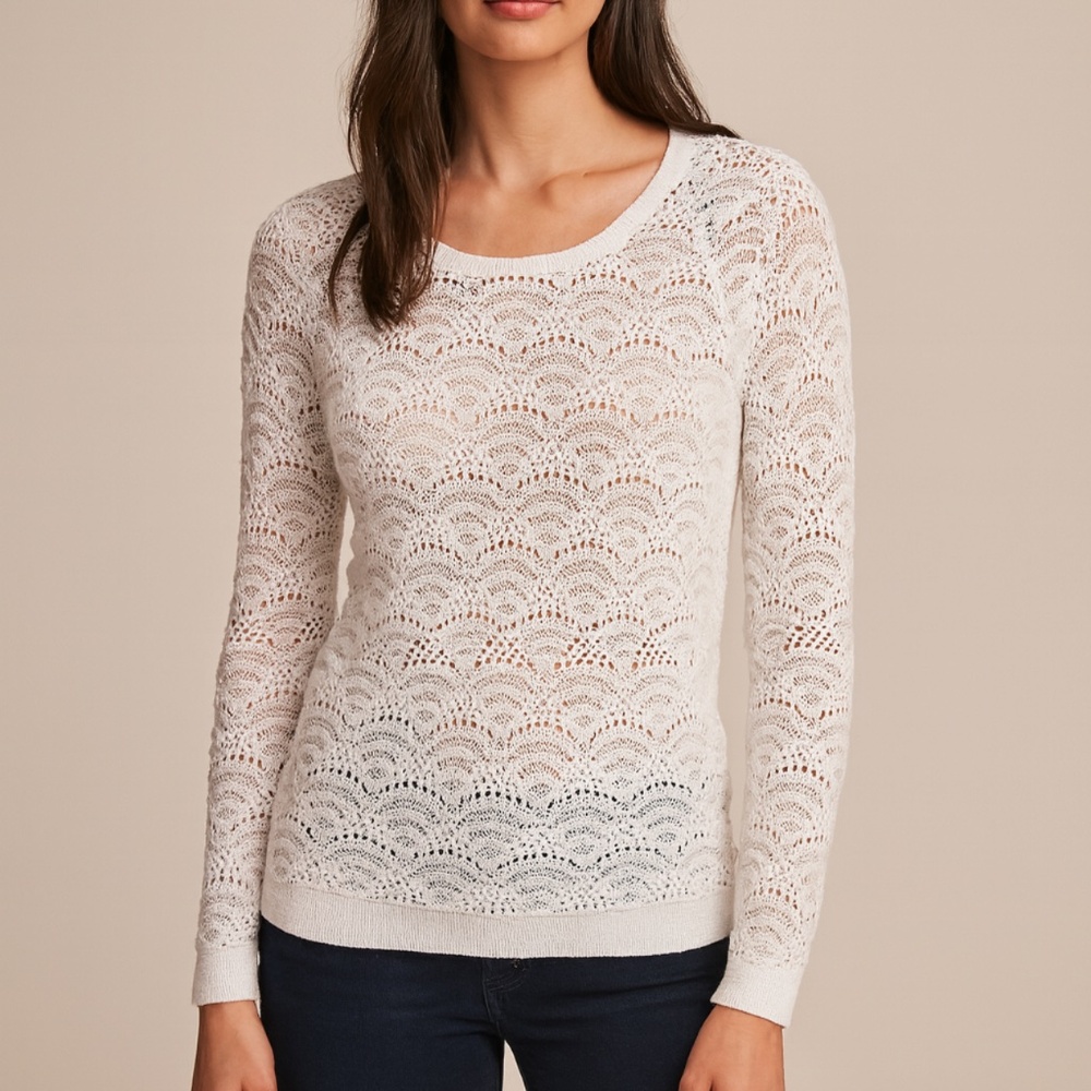 LOFT White Open Knit Sweater – Size S - Picture 1 of 4